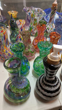 Load image into Gallery viewer, Glass soap dispenser Bottle or Vase. Vibrant flower & rainbow confetti colors.