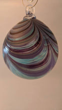 Load image into Gallery viewer, Aqua & Purple Blown Glass Ornament