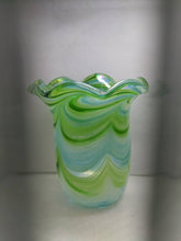 Load image into Gallery viewer, Aqua Green handmade blown glass vase
