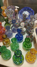 Load image into Gallery viewer, Glass soap dispenser Bottle or Vase. Vibrant flower &amp; rainbow confetti colors.
