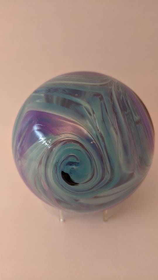 Aqua & Purple Blown Glass Ornament
